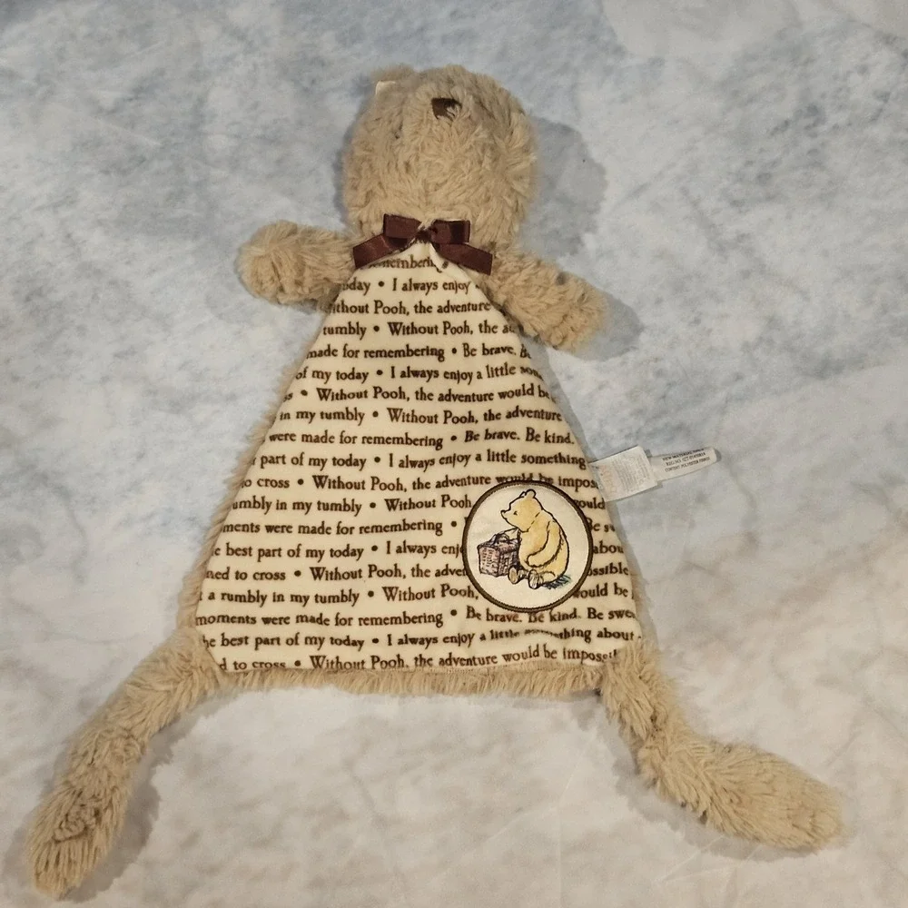 Disney Baby Classic Winnie The Pooh Lovey Security Blanket‎ Plush Flat Bear